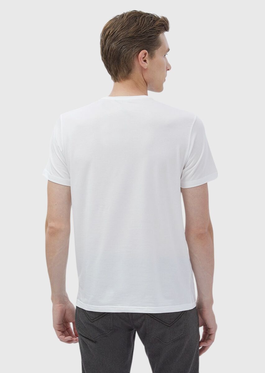 White Plain Cotton Blended T-Shirt - 5