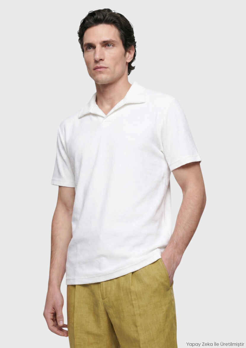 White Plain Cotton Blended T-Shirt - RAMSEY
