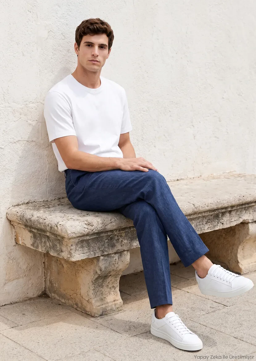 White Plain Cotton Blended T-Shirt - RAMSEY