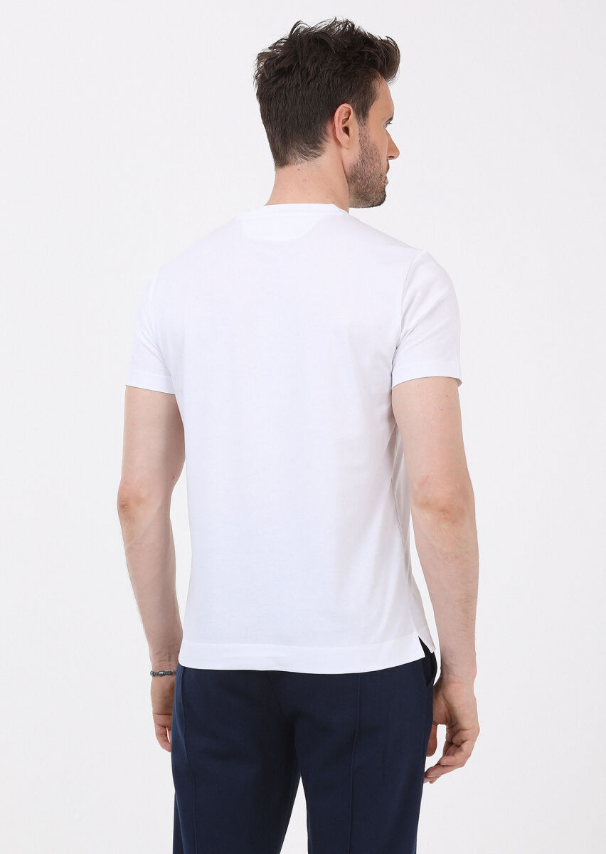 White Plain Crew Neck 100% Cotton T-Shirt - 4