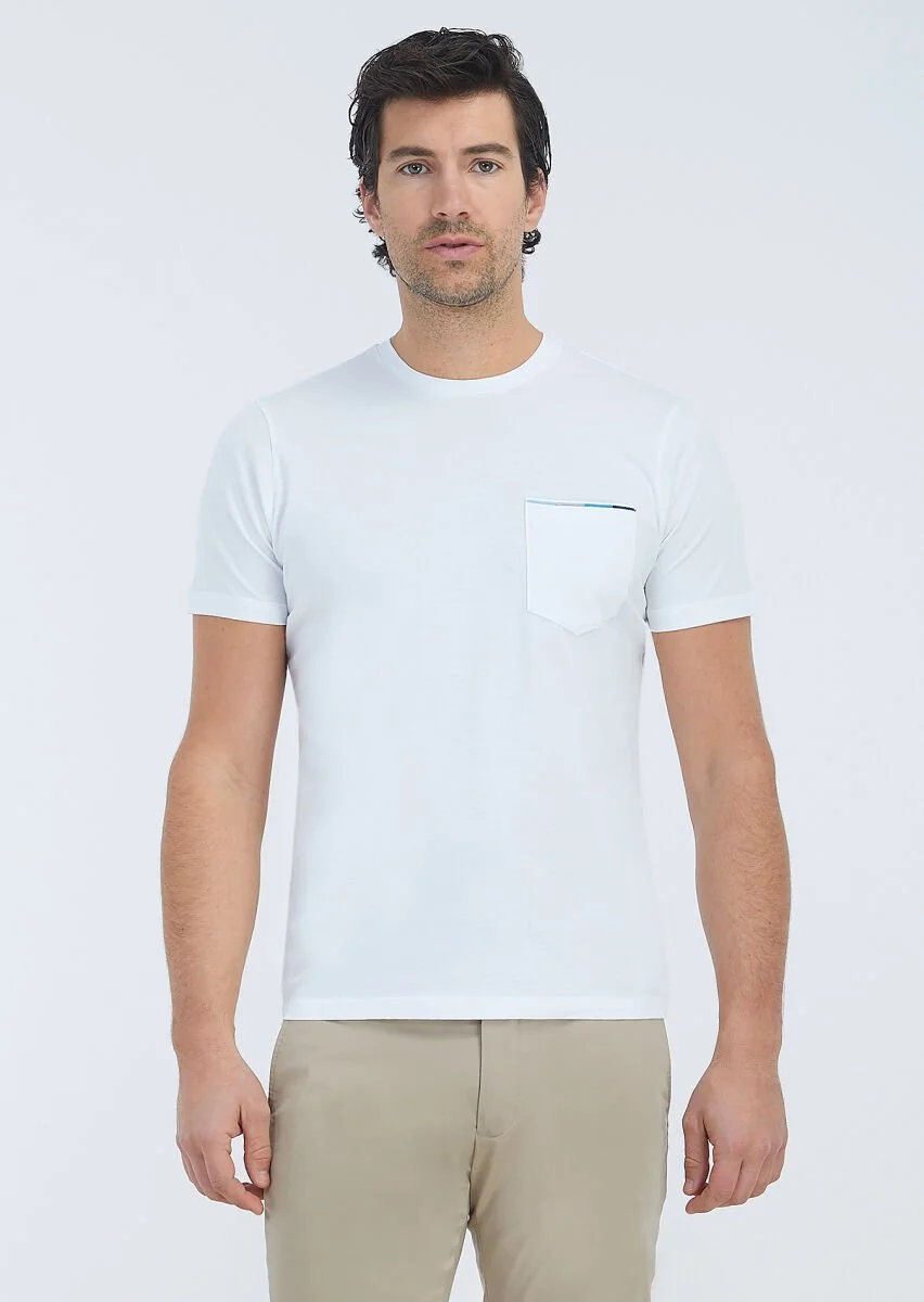 White Plain Crew Neck 100% Cotton T-Shirt - 2
