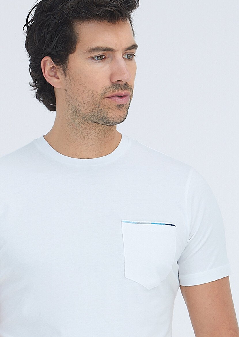 White Plain Crew Neck 100% Cotton T-Shirt - 4