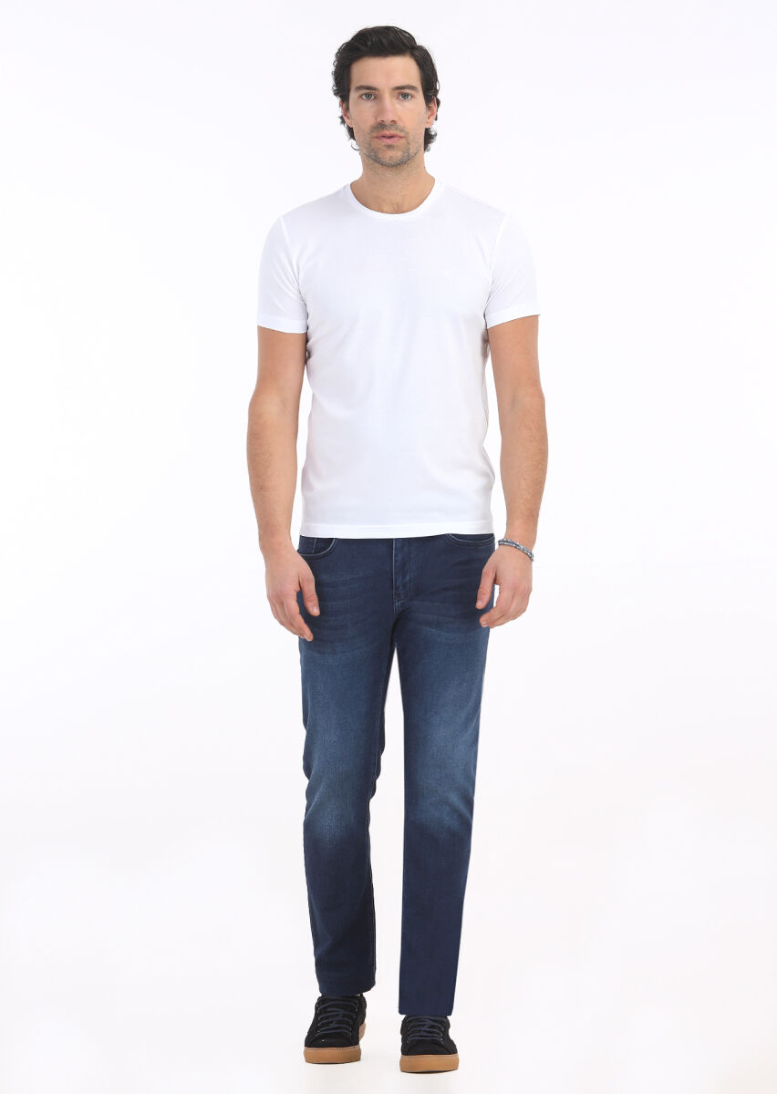 White Plain Crew Neck 100% Cotton T-Shirt - 1