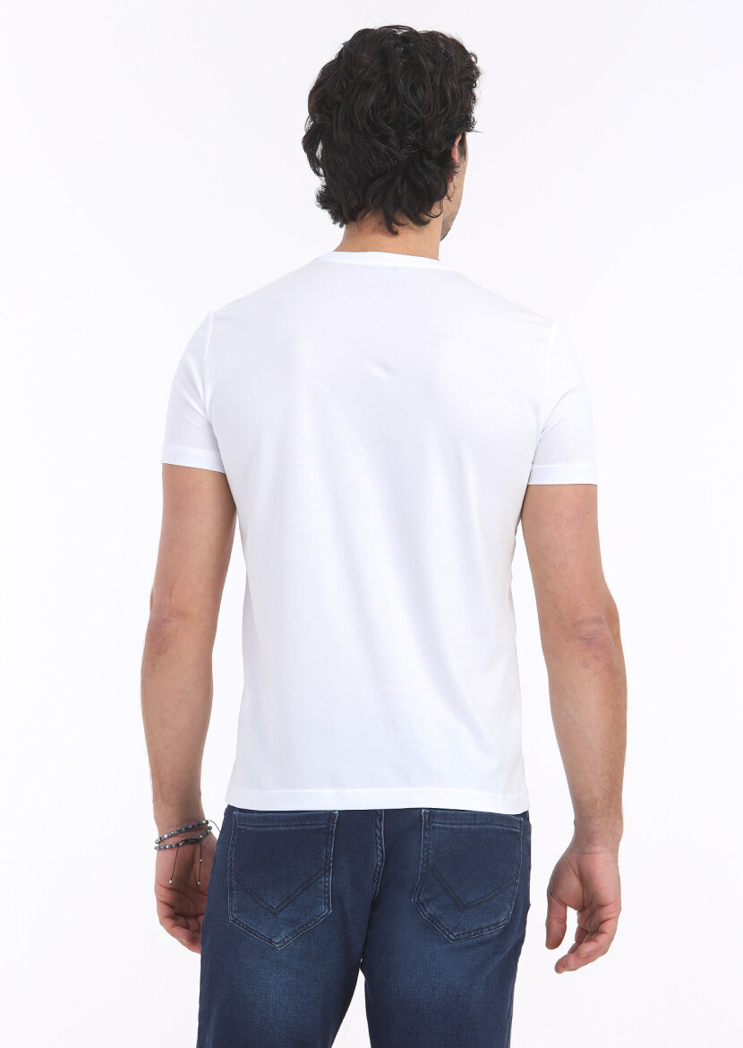 White Plain Crew Neck 100% Cotton T-Shirt - 4