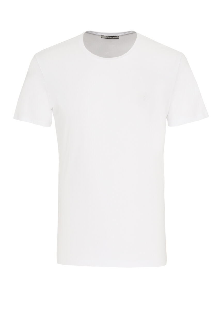 White Plain Crew Neck 100% Cotton T-Shirt - 5