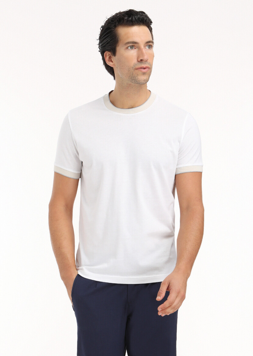 White Plain Crew Neck 100% Cotton T-Shirt 