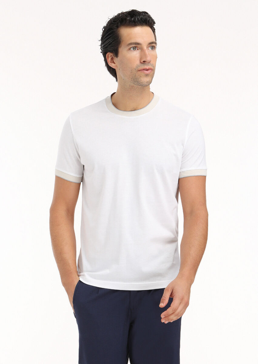 White Plain Crew Neck 100% Cotton T-Shirt - 2