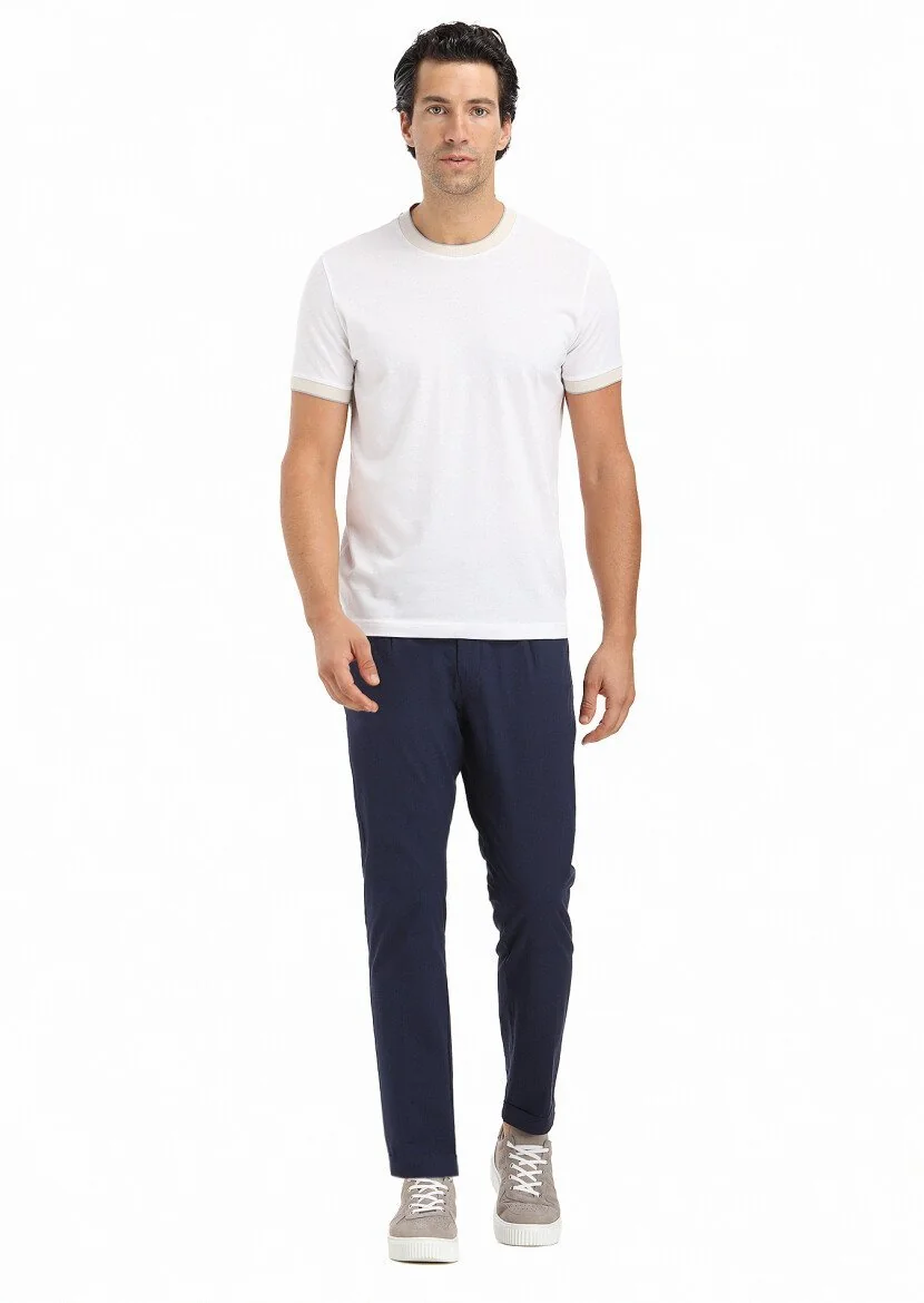 White Plain Crew Neck 100% Cotton T-Shirt - 1