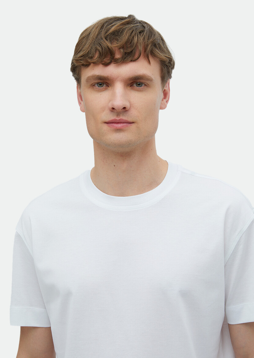 White Plain Crew Neck 100% Cotton T-Shirt - 4