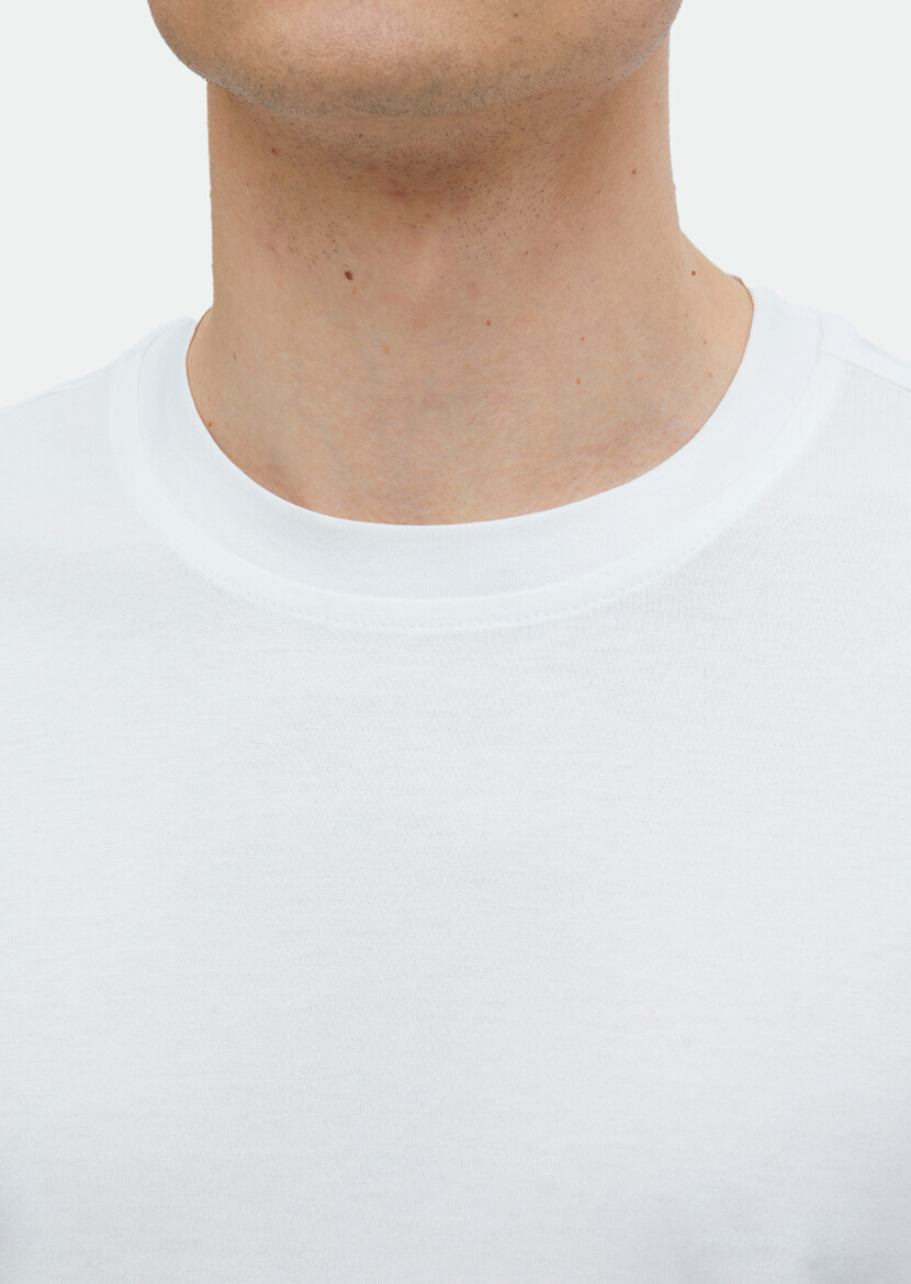 White Plain Crew Neck 100% Cotton T-Shirt - 5