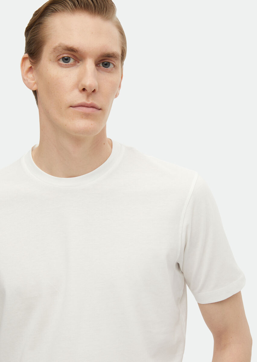 White Plain Crew Neck 100% Cotton T-Shirt - 3