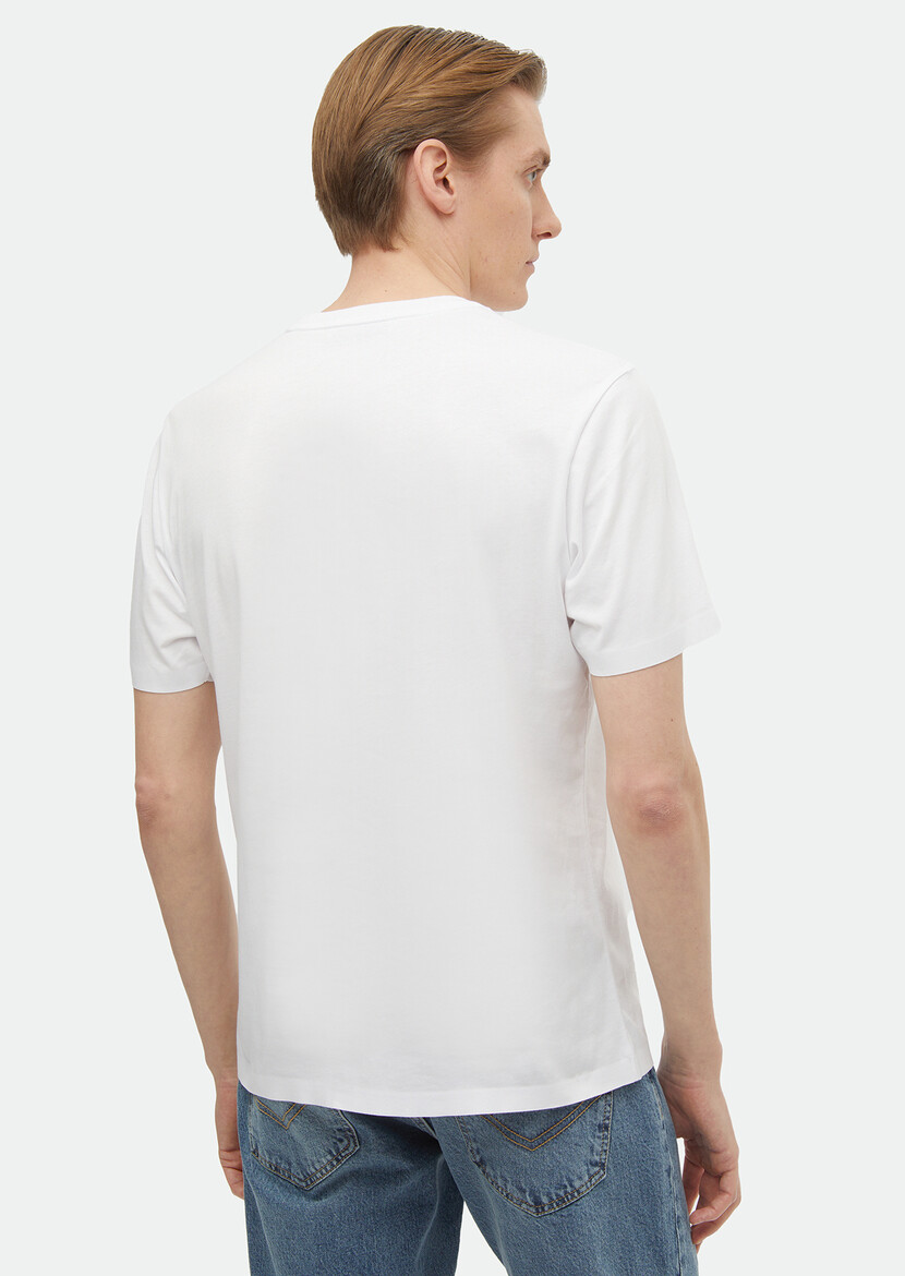 White Plain Crew Neck 100% Cotton T-Shirt - 5