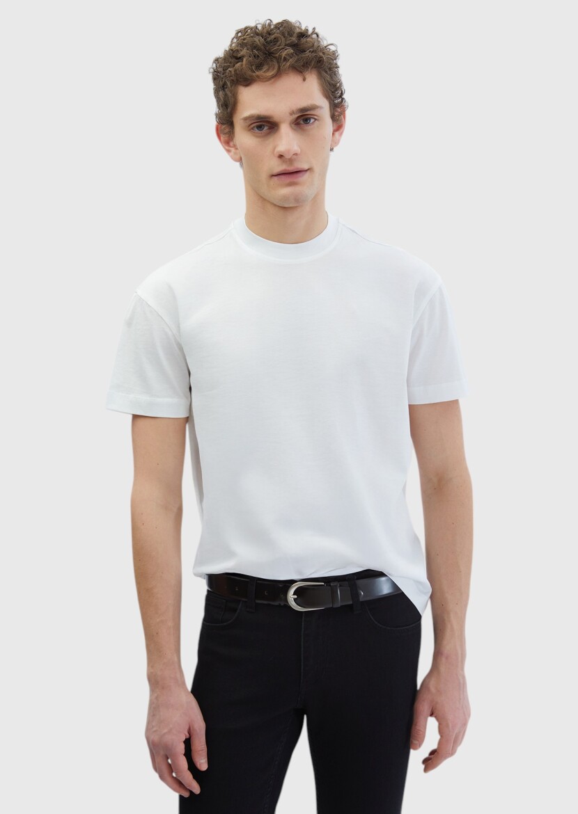 White Plain Crew Neck 100% Cotton T-Shirt 