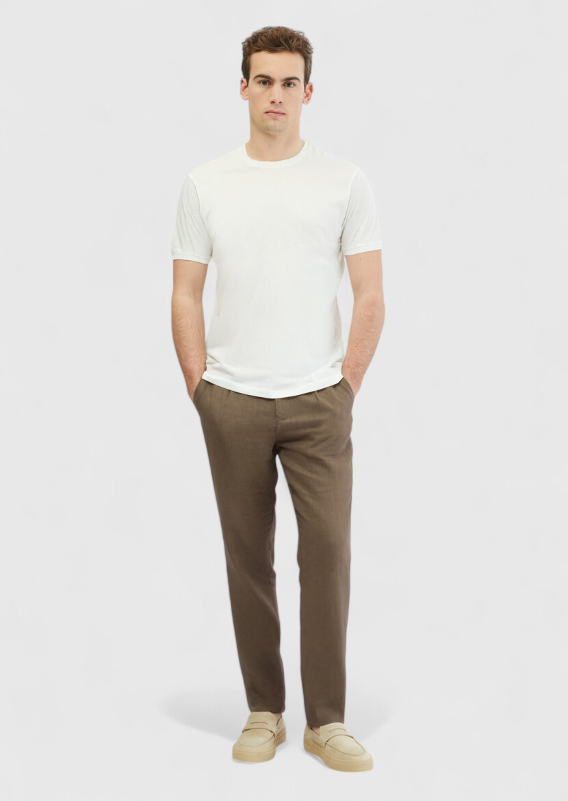 White Plain Crew Neck 100% Cotton T-Shirt - RAMSEY