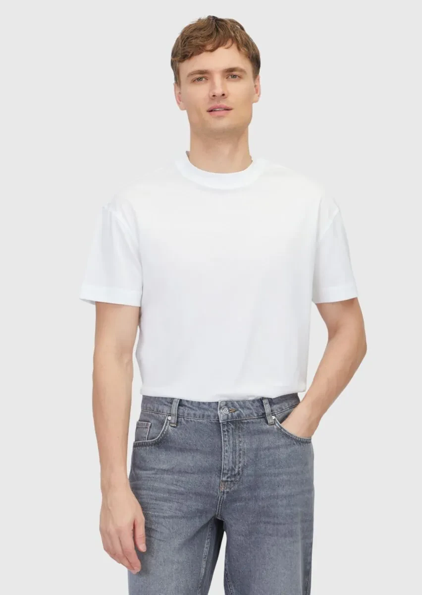 White Plain Crew Neck 100% Cotton T-Shirt - 1