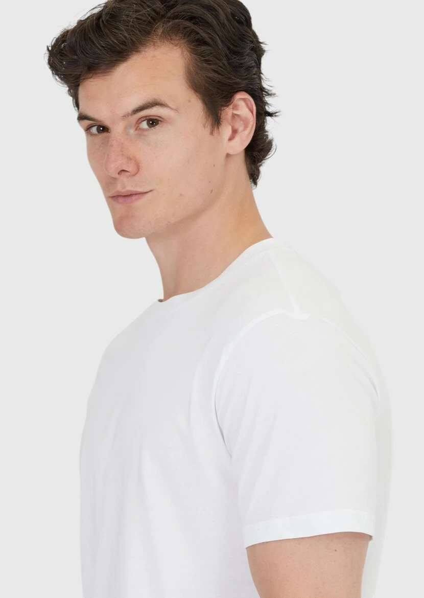 White Plain Crew Neck 100% Cotton T-Shirt - 4