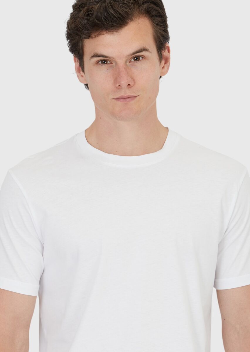White Plain Crew Neck 100% Cotton T-Shirt - 3