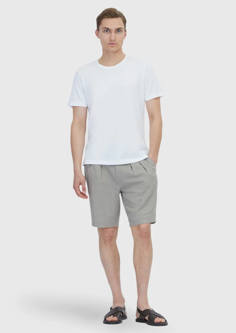 White Plain Crew Neck 100% Cotton T-Shirt - RAMSEY