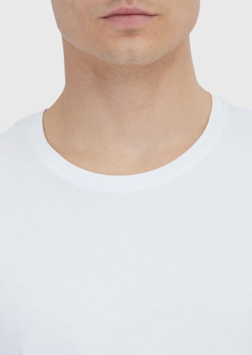 White Plain Crew Neck 100% Cotton T-Shirt - 4