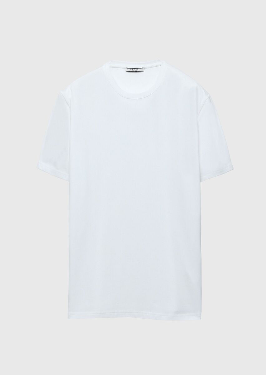 White Plain Crew Neck Cotton Blended T-Shirt - 8