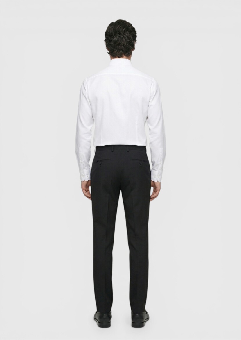 White Plain Long Weaving Classical 100% Cotton Shirt - 5