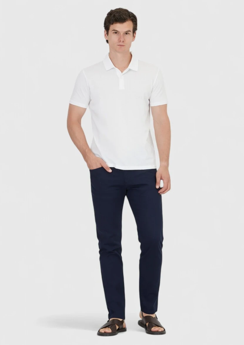 White Plain Polo Neck 100% Cotton T-Shirt 