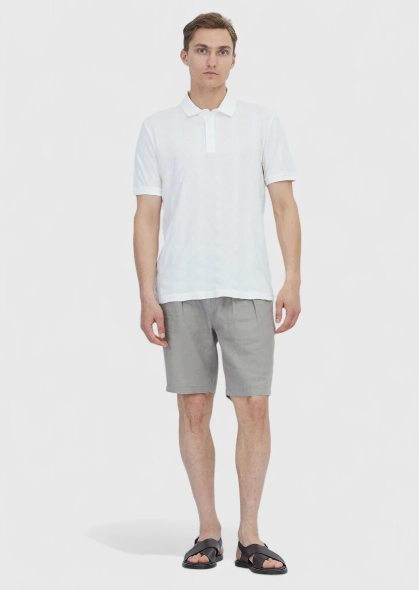 White Plain Polo Neck 100% Cotton T-Shirt - 2