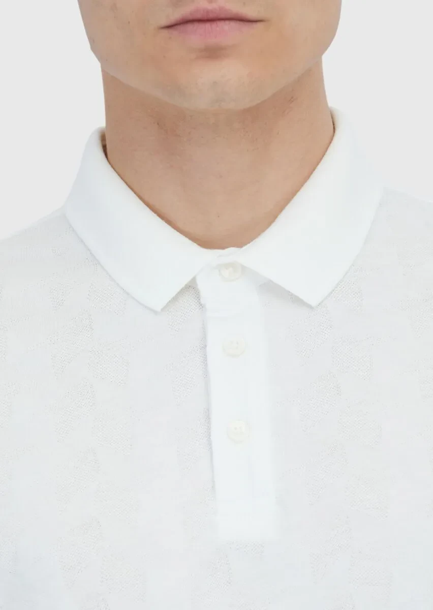 White Plain Polo Neck 100% Cotton T-Shirt - 5
