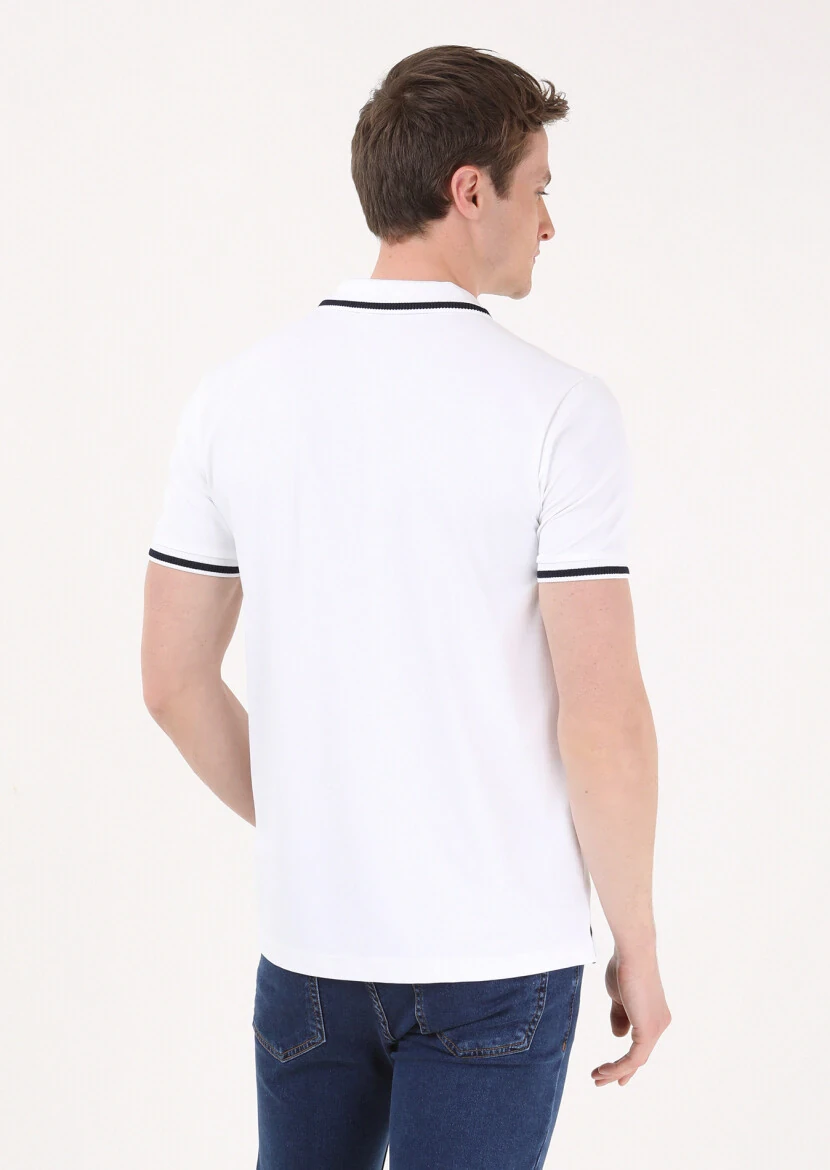 White Plain Polo Neck T-Shirt - 5