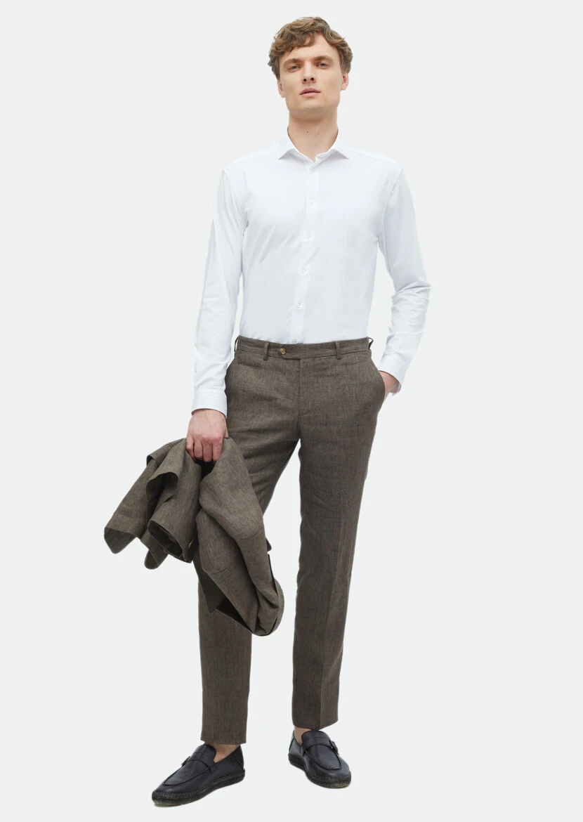 White Plain Regular Fit Knitting Casual Cotton Blended Shirt 