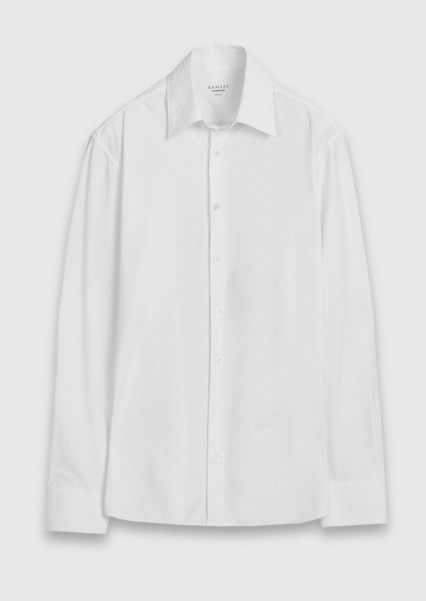 White Plain Regular Fit Long Knitting Classical Shirt - 6