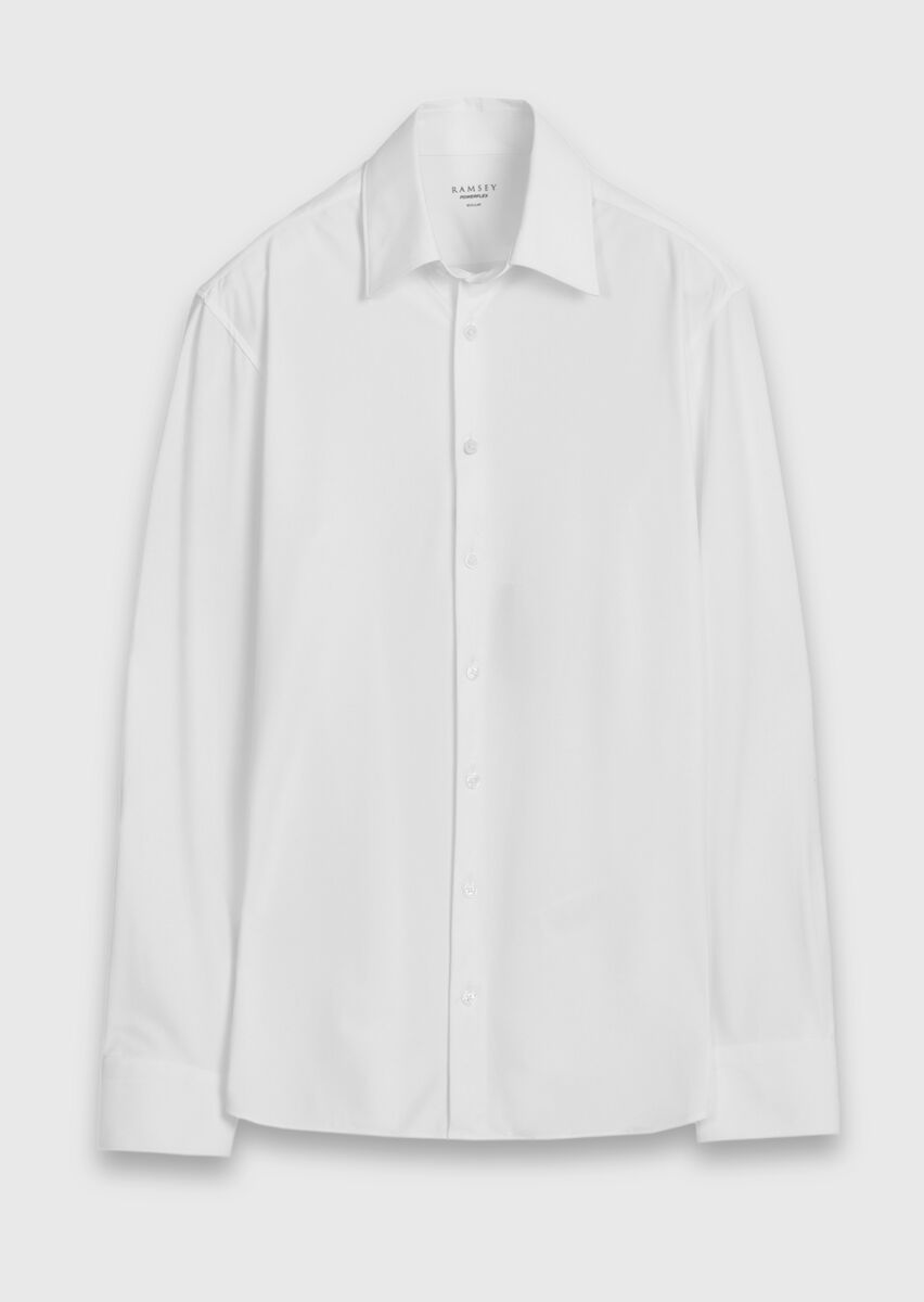 White Plain Regular Fit Long Knitting Classical Shirt - 6