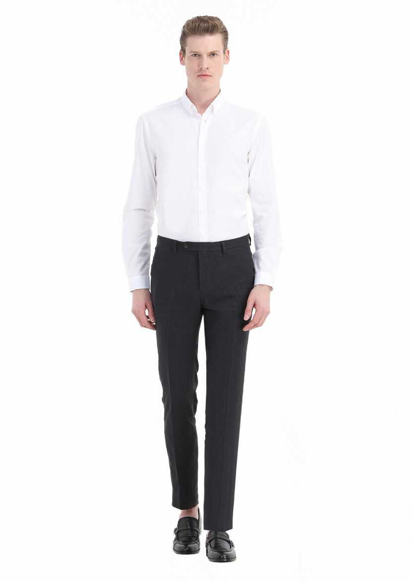 White Plain Regular Fit Long Weaving Casual 100% Cotton Shirt - 1