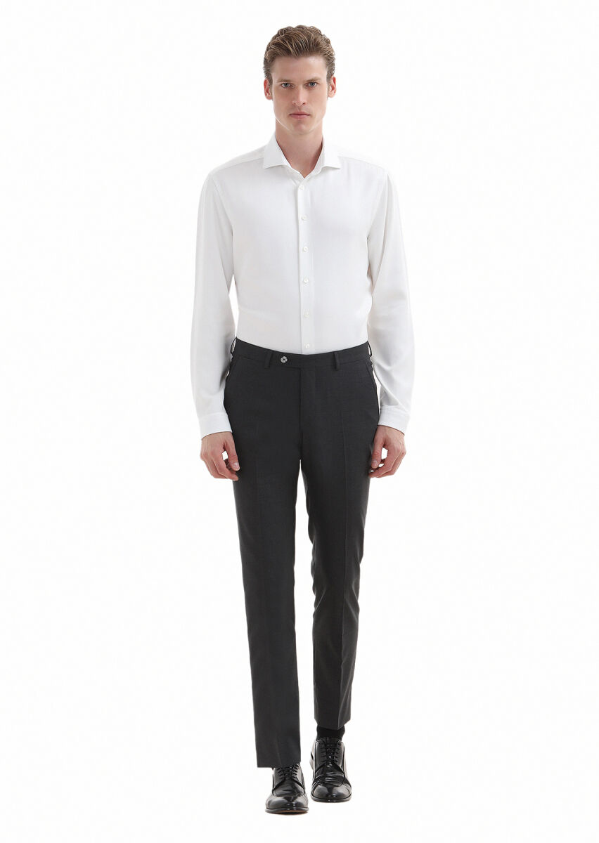White Plain Regular Fit Long Weaving Casual Shirt - 2