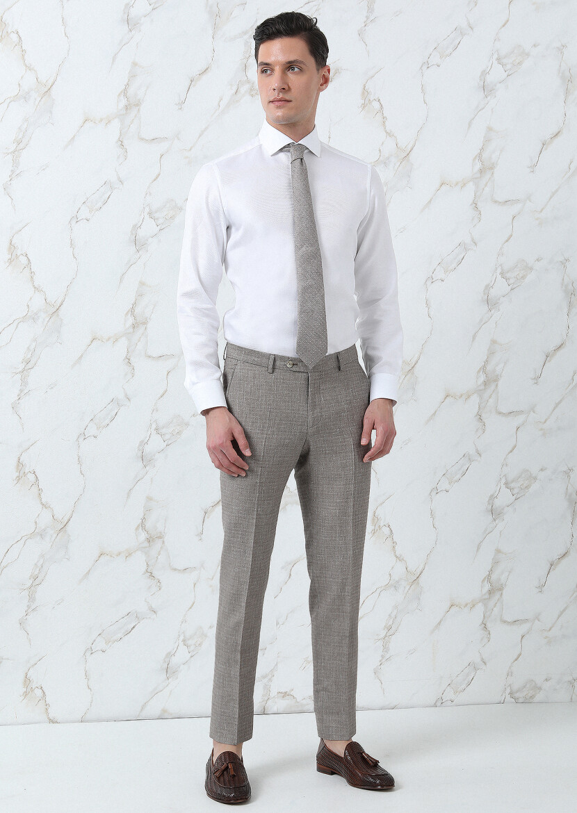 White Plain Regular Fit Long Weaving Classical 100% Cotton Shirt - 1