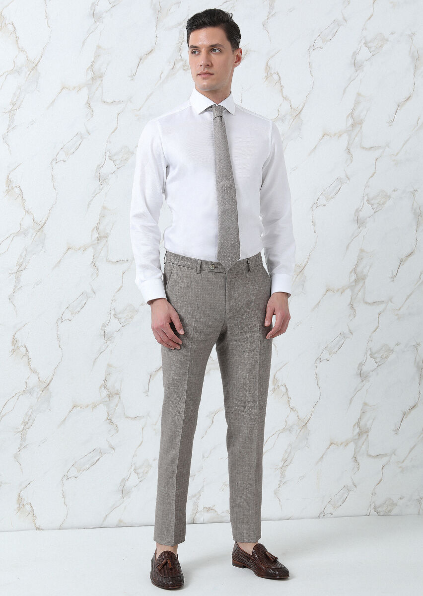 White Plain Regular Fit Long Weaving Classical 100% Cotton Shirt - 1