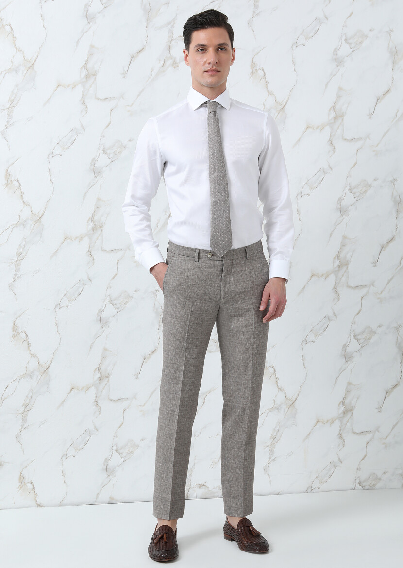 White Plain Regular Fit Long Weaving Classical 100% Cotton Shirt - 4