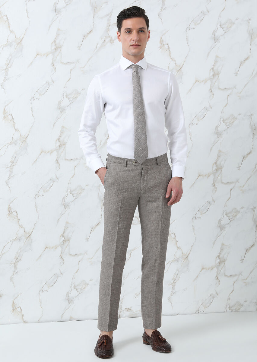 White Plain Regular Fit Long Weaving Classical 100% Cotton Shirt - 4