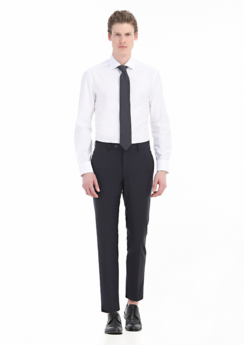 White Plain Regular Fit Long Weaving Classical 100% Cotton Shirt - 1