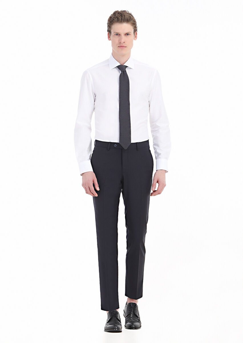 White Plain Regular Fit Long Weaving Classical 100% Cotton Shirt - 1