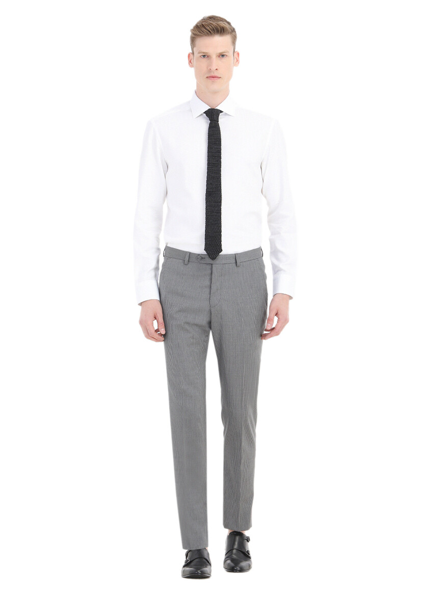 White Plain Regular Fit Long Weaving Classical 100% Cotton Shirt - 1