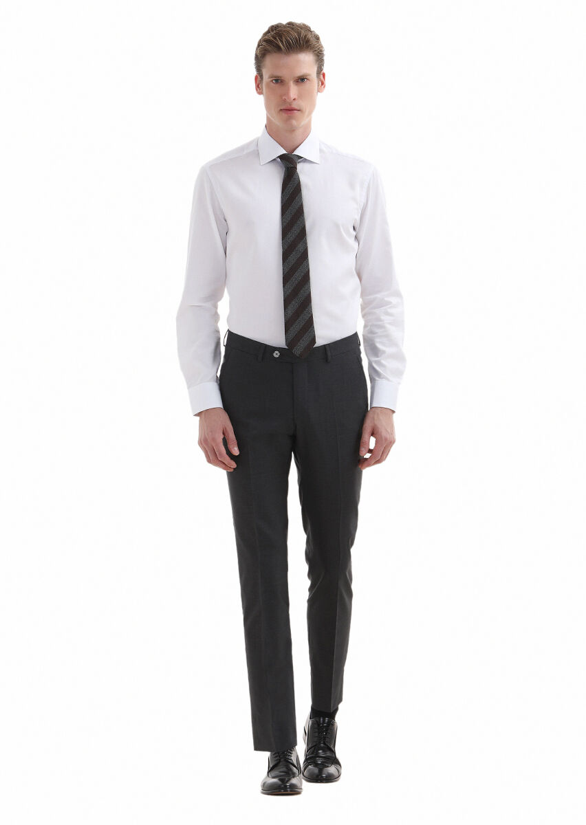 White Plain Regular Fit Long Weaving Classical 100% Cotton Shirt - 1