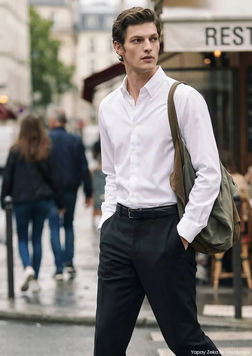 White Plain Regular Fit Long Weaving Classical 100% Cotton Shirt - RAMSEY