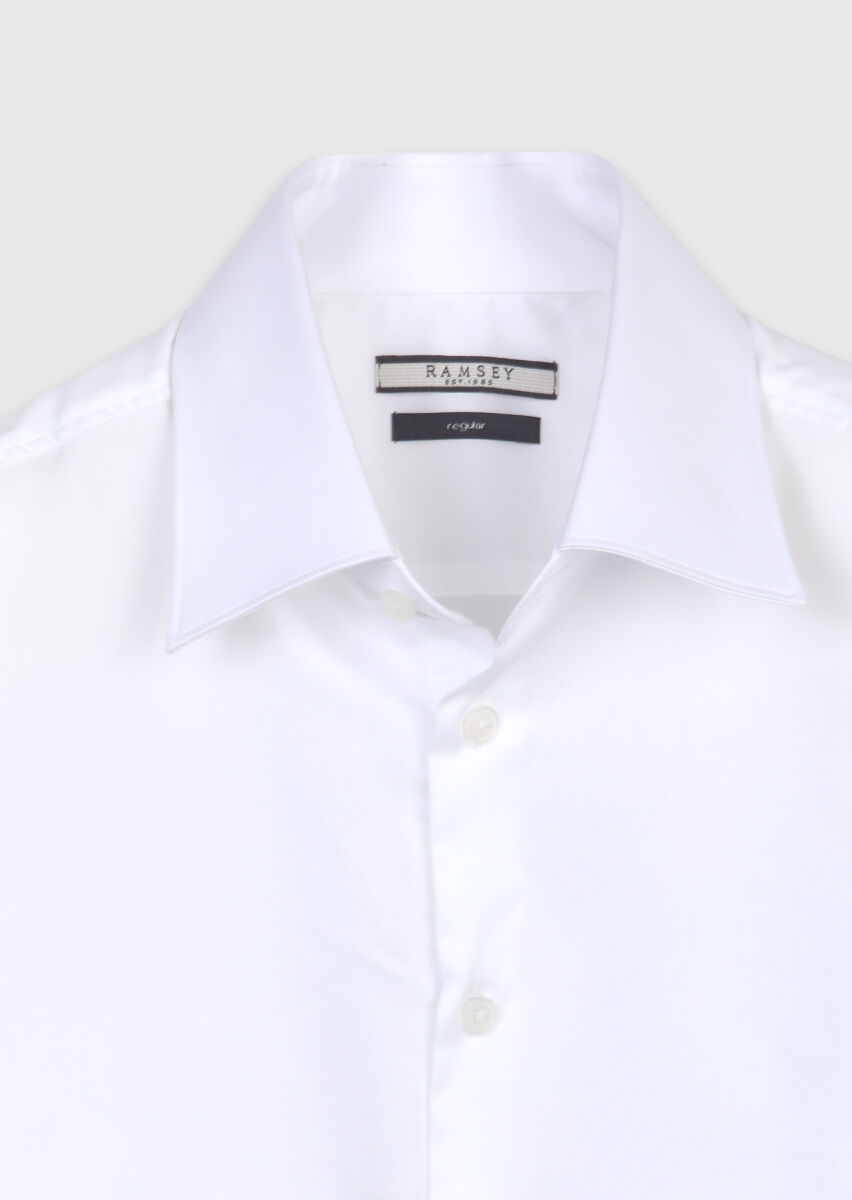 White Plain Regular Fit Long Weaving Classical 100% Cotton Shirt - 6