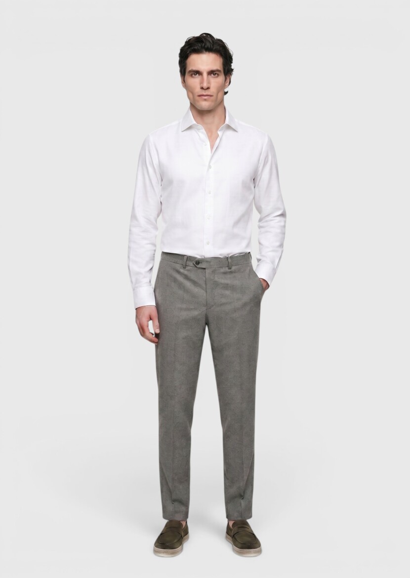 White Plain Regular Fit Long Weaving Classical 100% Cotton Shirt - RAMSEY