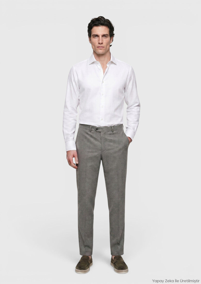White Plain Regular Fit Long Weaving Classical 100% Cotton Shirt - RAMSEY