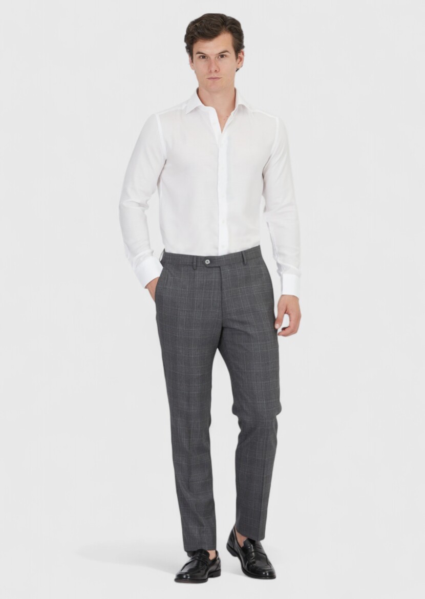 White Plain Regular Fit Long Weaving Classical Shirt 