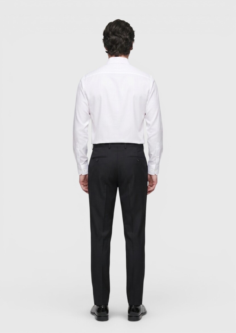 White Plain Regular Fit Non Iron Long Weaving Classical 100% Cotton Shirt - 5