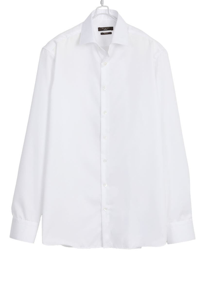 White Plain Regular Fit Non Iron Long Weaving Classical 100% Cotton Shirt - 6