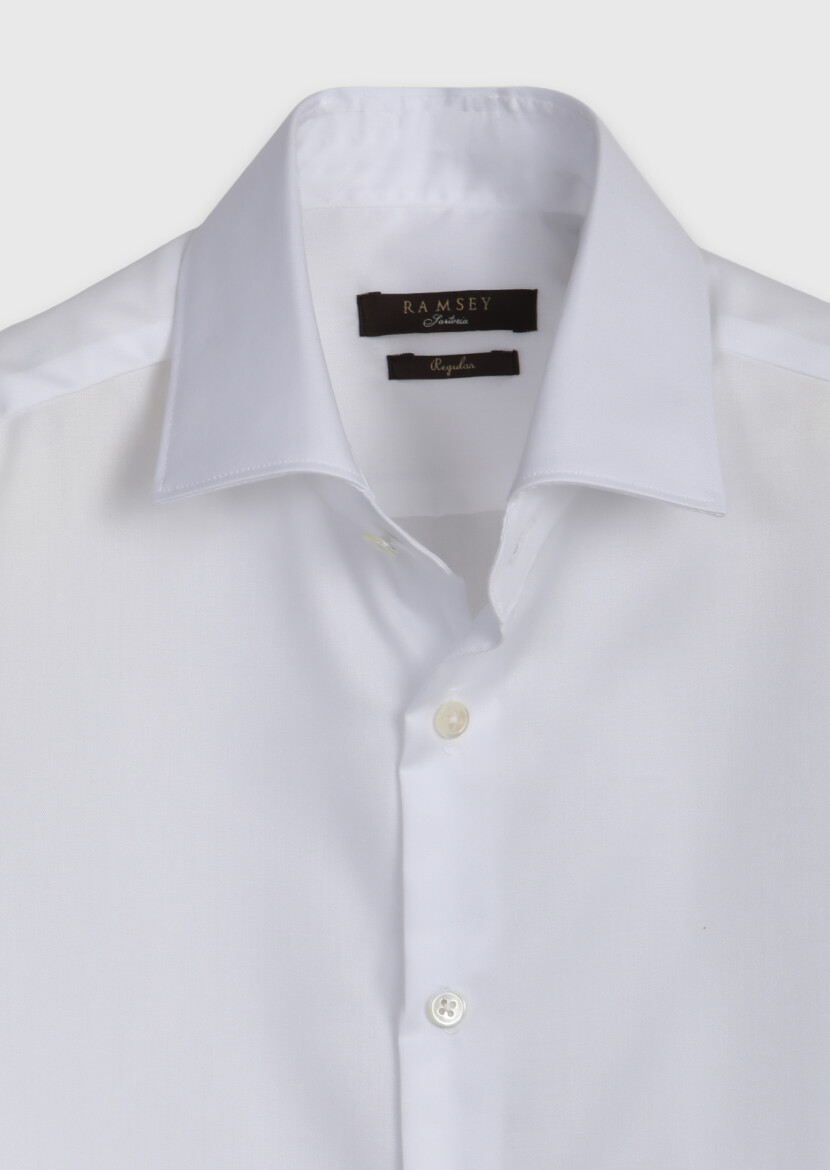 White Plain Regular Fit Non Iron Long Weaving Classical 100% Cotton Shirt - 7